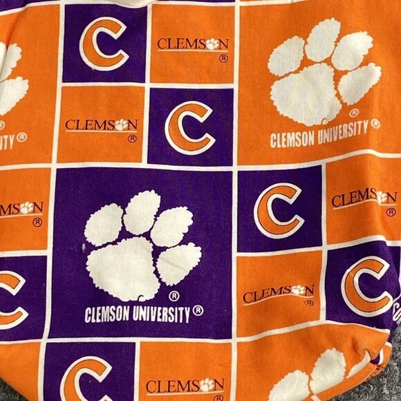 Clemson Tigers Tote Handbag Handmade Handles Ribbon Tie‎ Close Cloth Orange - Picture 3 of 7